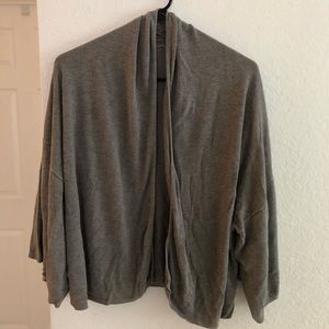 Gray cardigan.